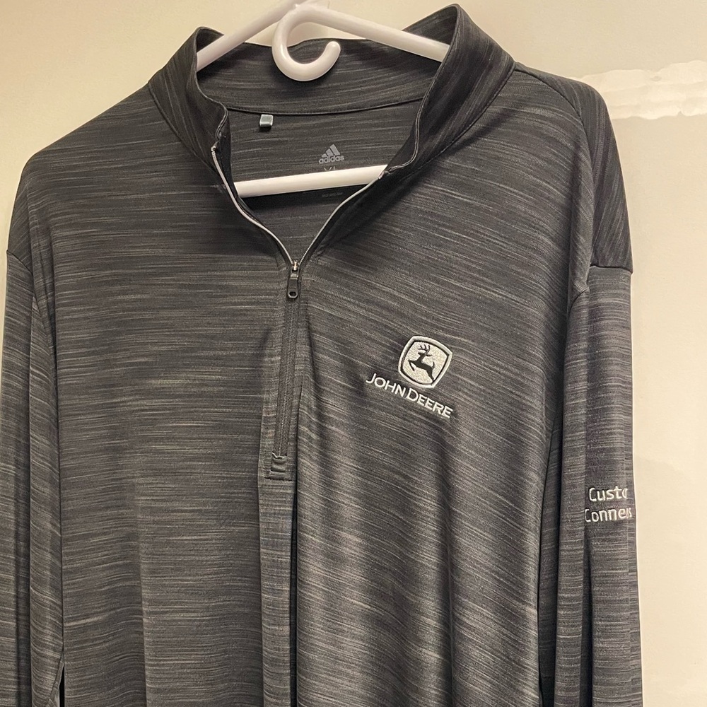 Adidas Mens Quarter zip John Deere Black/Grey Jacket sz Large
